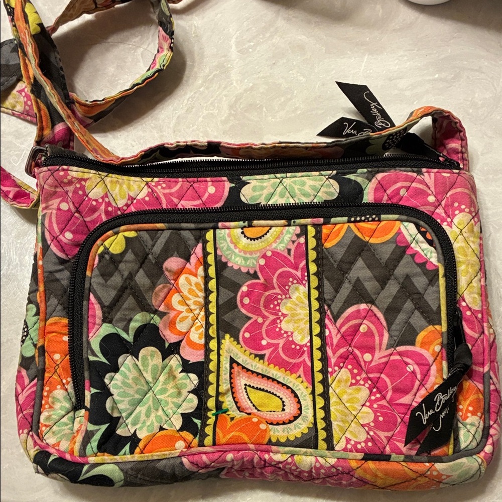 Vera Bradley Floral Crossbody Bag in Pink and Green